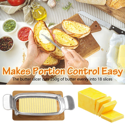 Butter & Cheese Slicer Cutter, Stainless Steel Wire Cheese Slicer, Safe for Food Contact, Multipurpose Handheld Butter Cutter for Block Cheese, Butter, Soft Fruits, and Dishwasher Safe