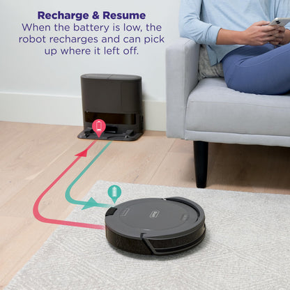 Shark Navigator Robot Vacuum with Bagless 30-Day Capacity Self-Empty Base, Powerful Suction, SmartPath Navigation, Self-Cleaning Brushroll, for Carpets & Hard Floors, White, AV2110S
