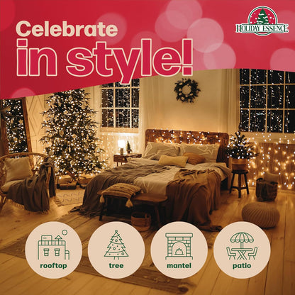 Holiday Essence 20 Ft Clear Warm White Christmas String Lights Set, 100 Decorative Lights for Indoor Outdoor Use