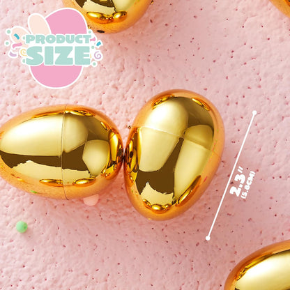 36Pcs 2.3" JOYIN Gold Easter Eggs, Metallic Plastic Empty Eggs Fillable for Easter Hunt Supplies, Basket Stuffers, Toys