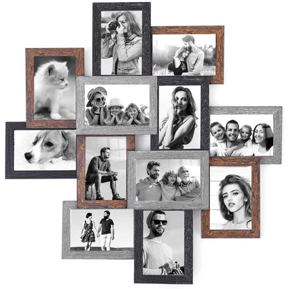 Marsui 12 Pack 4x6 Collage Picture Frames Set, Multi Family Photo Frames for Wall Decor for Farmhouse Living Room Gallery Office Hanging Display, Housewarming Birthday Wedding Valentine's Day Gifts