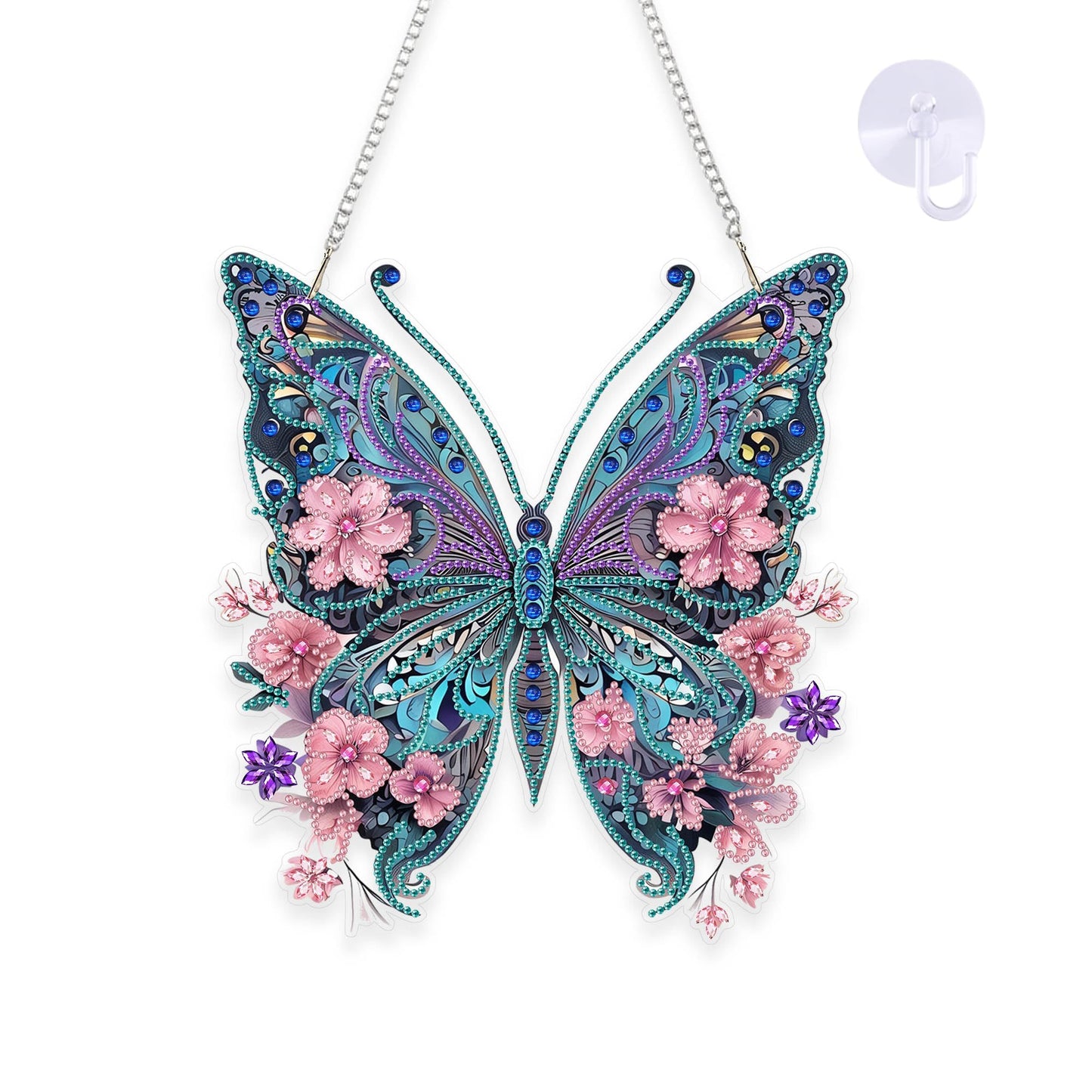 Nivvey DIY Hanging Diamond Art Pendant Painting Kit Butterfly, Special Crystal Gem Craft Painting Kit Ornament, Box Package,9.0x9.8inch