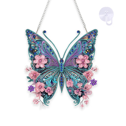 Nivvey DIY Hanging Diamond Art Pendant Painting Kit Butterfly, Special Crystal Gem Craft Painting Kit Ornament, Box Package,9.0x9.8inch