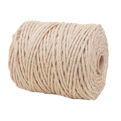 Natural Jute Twine 656ft 6mm,4Ply Twisted Thick Twine Rope Strong Jute String Roll for Crafts Gift Wrapping Gardening Home Decor Bundling Cat Scratching Post