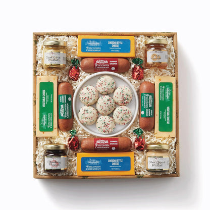 13-Piece Summer Pack, The Wisconsin Cheeseman Sweet & Savory Gift Basket for Adults Sausage, Meats, Cheeses, Cookies