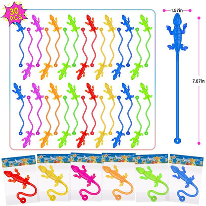 DODOLOL 30 PCS Sticky Gecko Sticky Hands Bulk Sticky Toys for Kids Lizard-Shaped Geckos, Stretchable & Party Favors, Pinata Fillers, Treasure Box Prizes for Classrooms End of Year Student Gifts