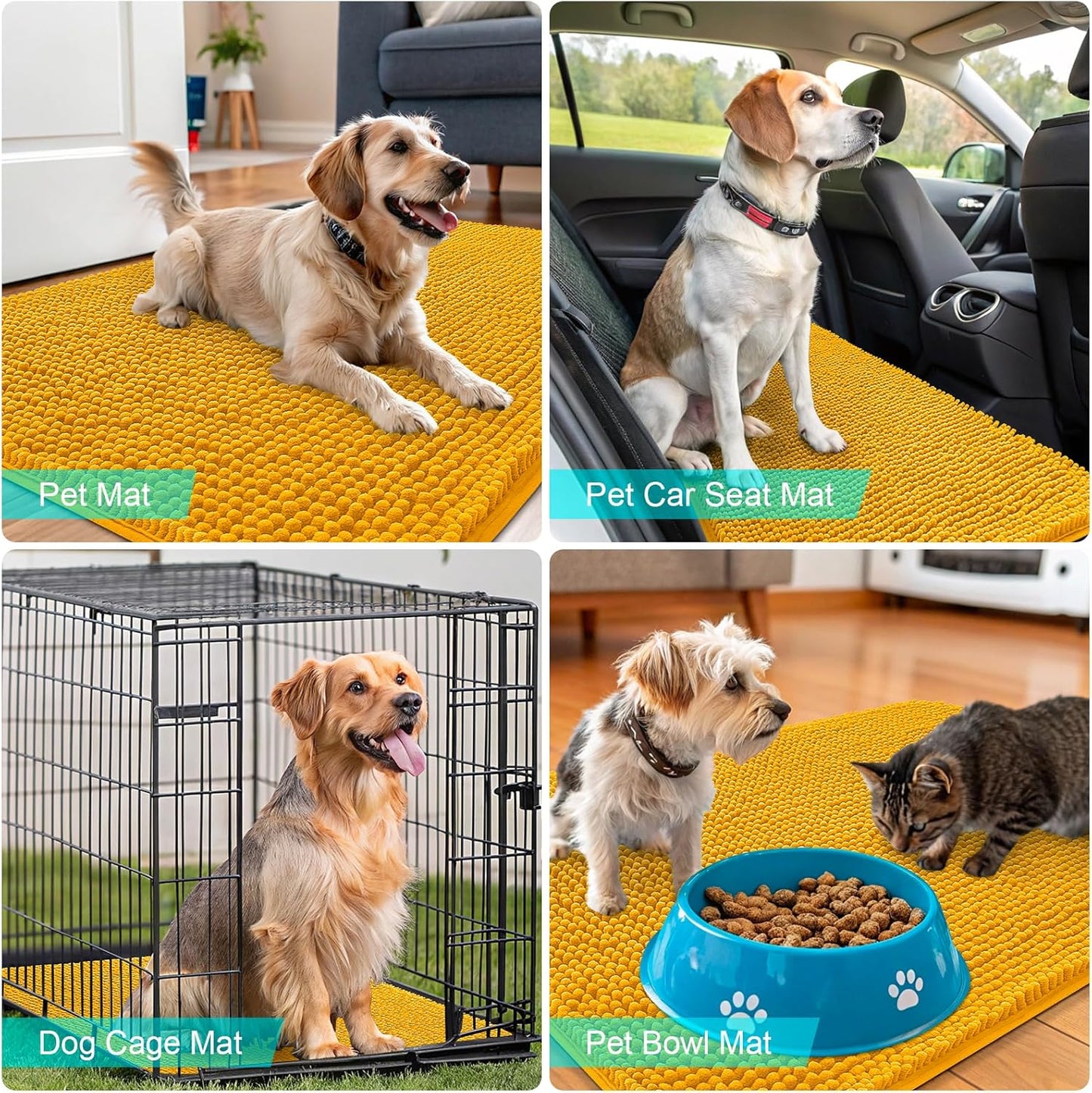 OLANLY Dog Door Mat - Absorbent Non-Slip Washable Doormat for Muddy Paws | 40x32 Golden Yellow