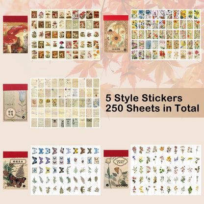Daoeny 450 Pieces Washi Sticker Set, 9 Set Scrapbooking Diary Planner Album Diary Notebook, Scrapbooking Sticker Journaling Supplies for DIY Arts and Crafts Card Making Laptop Decoration
