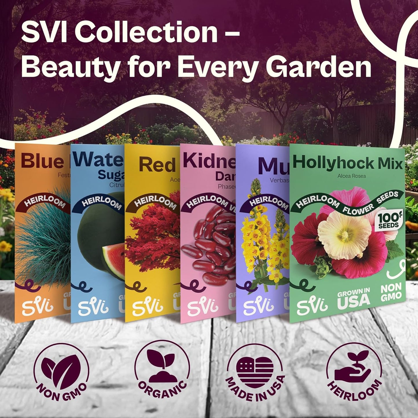 50 Packets, SVI Henderson Lima Bean Seeds (Phaseolus lunatus) Bush Baby Lima Beans Seed Green Beans Heirloom Vegetable