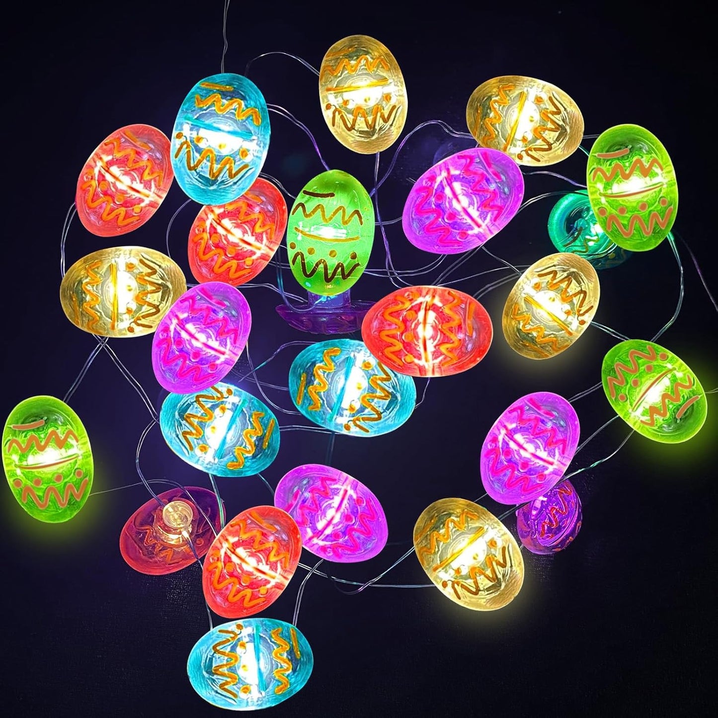50LED 16ft 3D Aogist Easter Egg Fairy Lights - Super Bright Egg String Light Battery Operated Decor for Indoor/Outdoor
