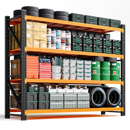Letaya 6000LBS Heavy Duty Storage Shelves,79" H Metal Garage Shelving Units,4 Tier Large Tall Industrial Shelving,Adjustable Utility Rack Shelf for Warehouse,Basement (Orange, 79" W x 24" D x 79" H)