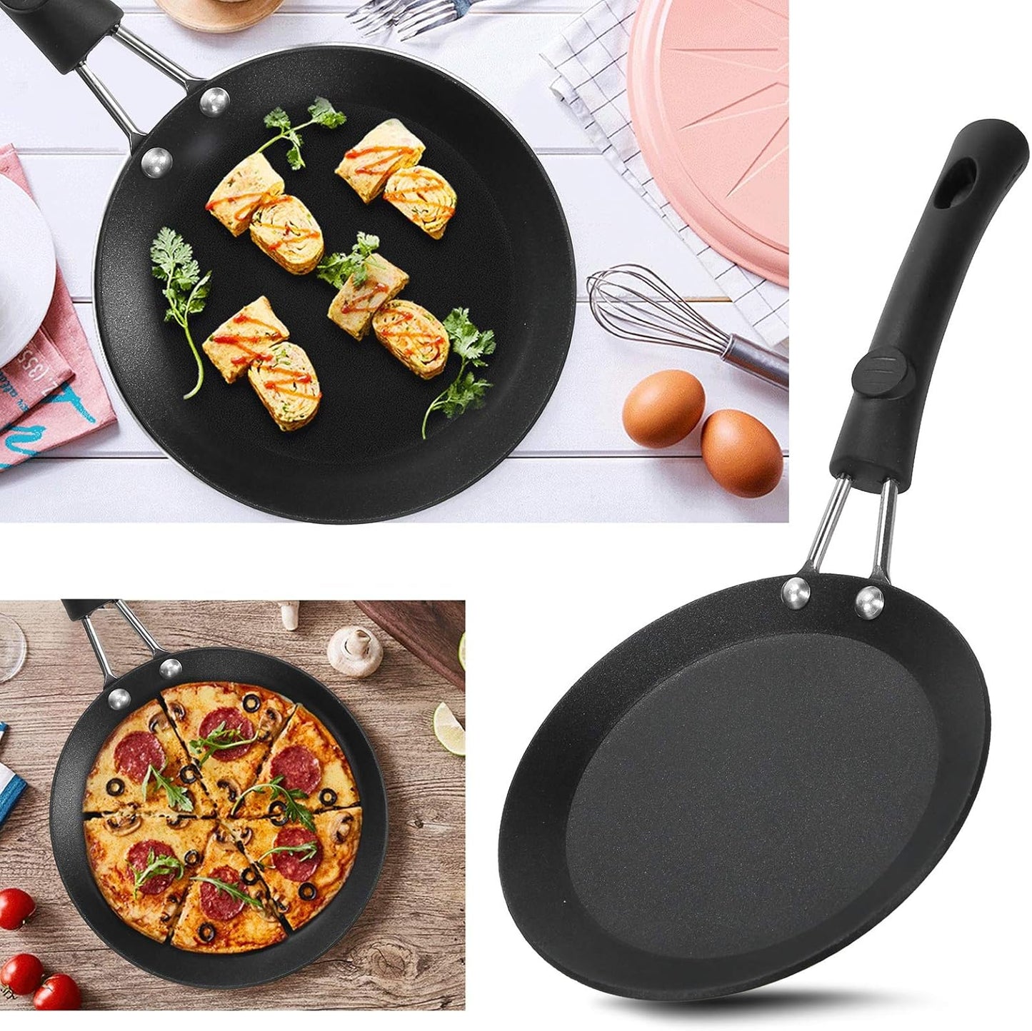 5 Inch Small Frying Pan, Mini Nonstick Durable Skillet, Refined Iron Omelet Pan for Kitchen and Outdoor Cooking