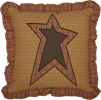 VHC Brands Stratton Applique Star Pillow - 12x12 Country Primitive Bedding Accessory in Tan