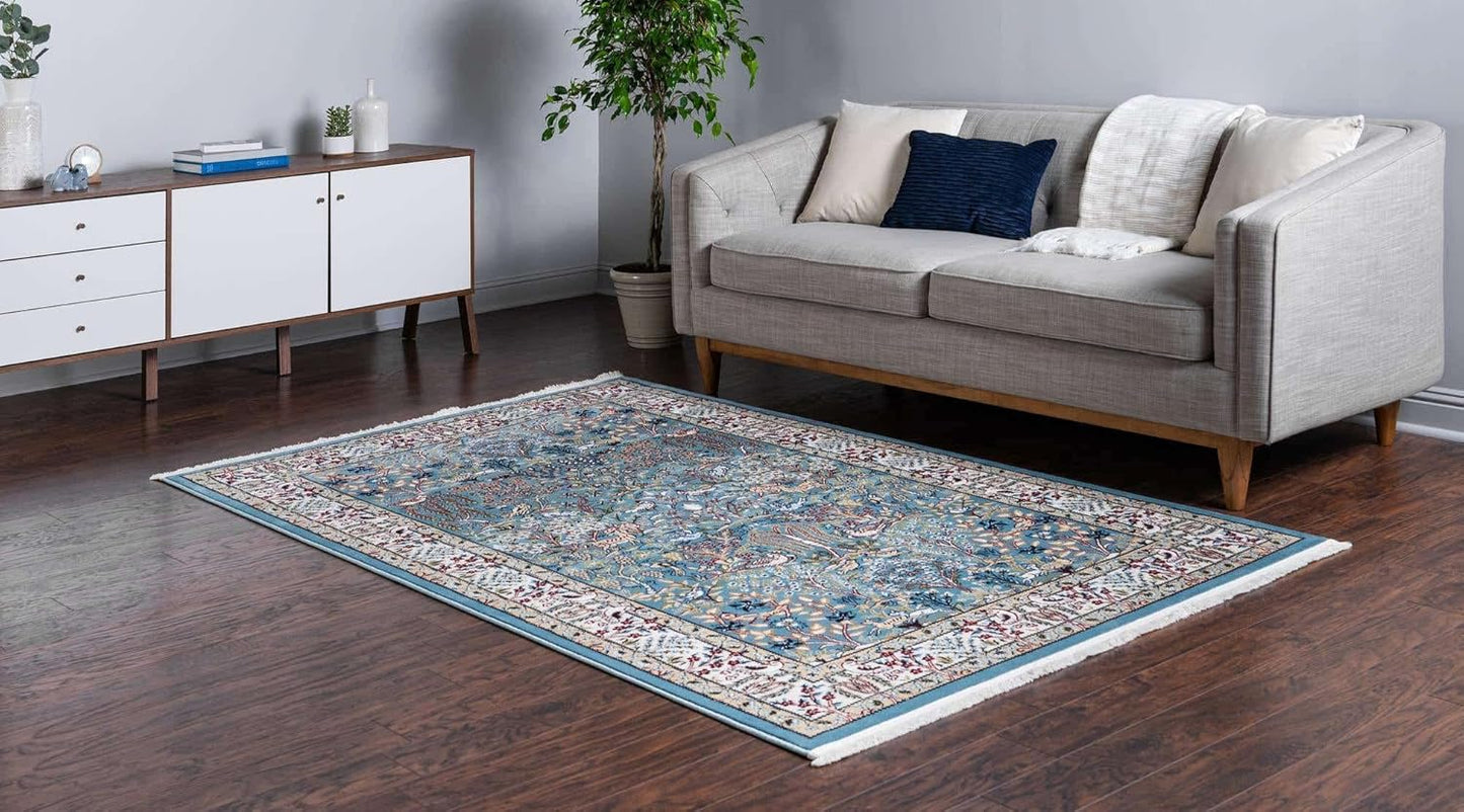 2' 2 3' Rugs.com Rabia Collection Rug x Blue Low Rug Perfect for Entryways, Kitchens, Breakfast Nooks, Accent Pieces