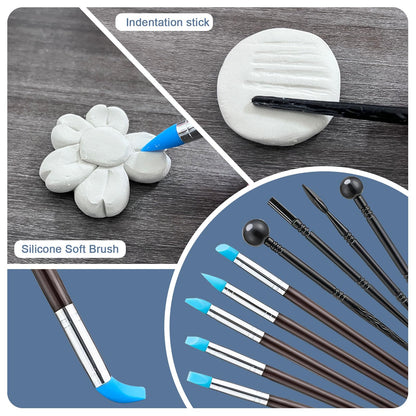 1DFAUL 29PCS Air Dry Clay Glaze with Sculpting Tools Kit, Clay Varnish Sealant for High Luster, Scratch Resistant, Waterproof, Pottery Tool kit for Sculpting, Modeling, Shaping (Gloss)