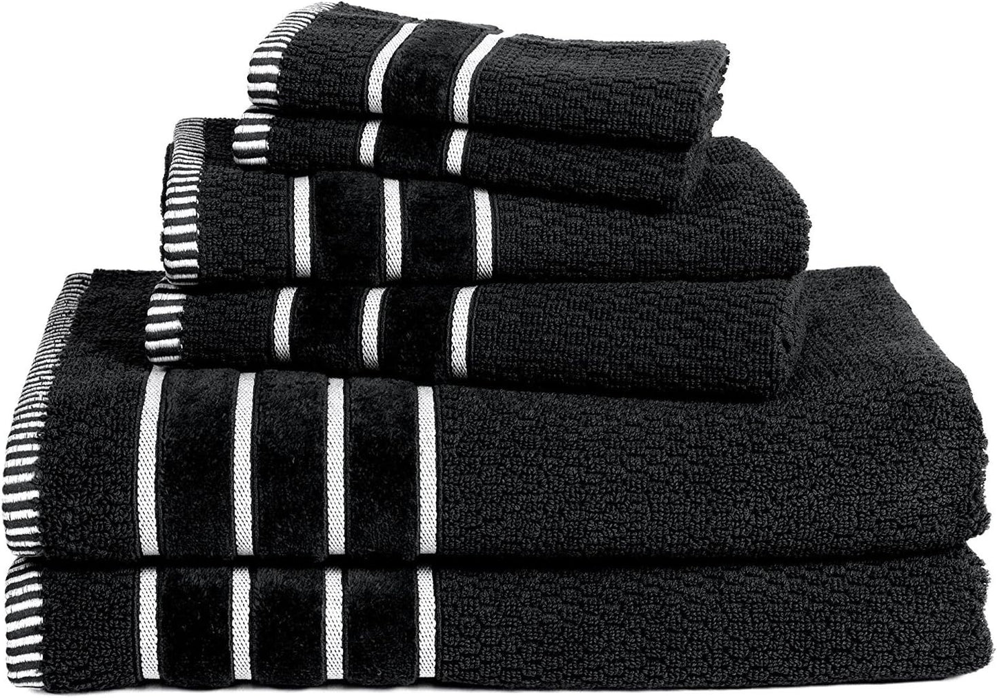 Bedford Home 6-Piece Set 2 2 2 Towel - Combed Cotton Rice Weave Bathroom Accessories with Bath Towels, Hand Towels