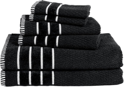 Bedford Home 6-Piece Set 2 2 2 Towel - Combed Cotton Rice Weave Bathroom Accessories with Bath Towels, Hand Towels