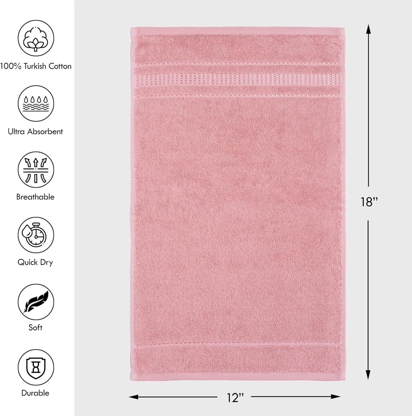 4 Pack, 100% 12 18 Melissa Linen, Fingertip Towels Turkish Cotton, Small Hand Towels for Body and Face, x in, Soft