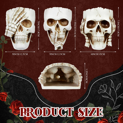 RimCereal 3 Pcs Skull Planter Skeleton Wall Hanging Planter Pot Gothic Spooky Head Face Flower Pot Garden Decor for Festival Party Indoor Outdoor Plants Home Garden Office Decorations(White)