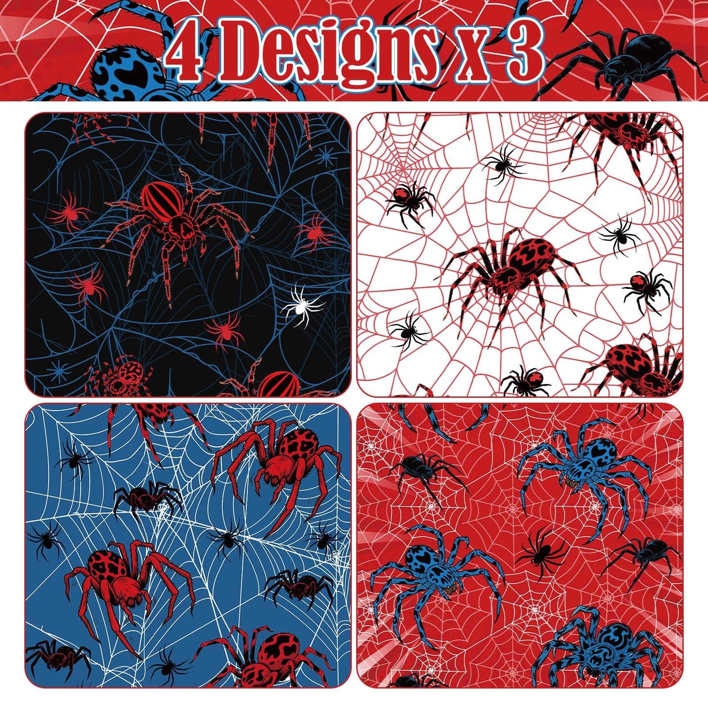 Pineraap 12 Sheets Spider Wrapping Paper, Spider Web Gift Wrap Blue Red Gift Packing for Boys Men Birthday Party DIY Crafts, 19.7 x 27.6 Inch