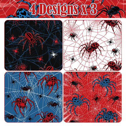 Pineraap 12 Sheets Spider Wrapping Paper, Spider Web Gift Wrap Blue Red Gift Packing for Boys Men Birthday Party DIY Crafts, 19.7 x 27.6 Inch