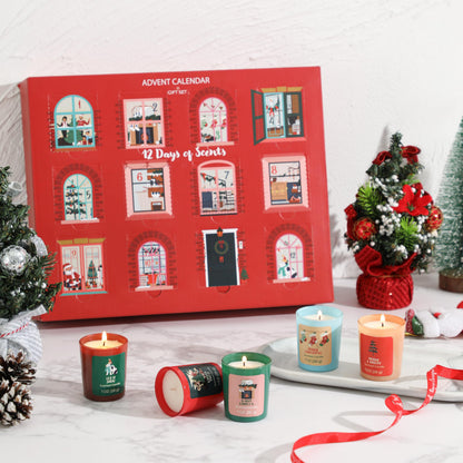 12 Days of Christmas Candles Set – Countdown Candle Advent Calendar with 12 Scented Soy Wax Candles – Christmas Candles Gifts for Women, Family, Friends, 12 Days of Xmas Gift Ideas