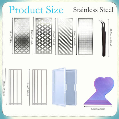 Diamond Art Ruler Stainless Steel 5D Diamond Painting Ruler, Diamonds Alignment Guide Tool for Full or Partial Square and Round Diamonds, Diamond-Paint Fix Tool, Mesh Ruler, Tweezer, 6 Styles