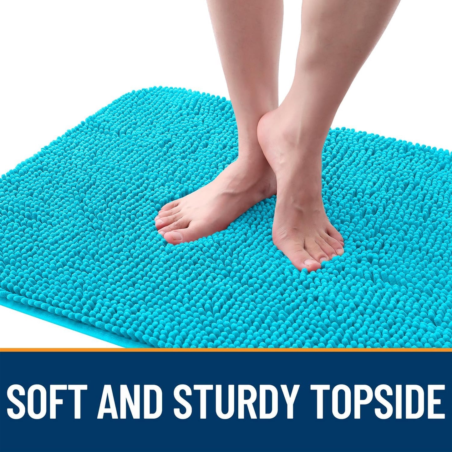 OLANLY Dog Door Mat - Absorbent Non-Slip Washable Mud Mat for Indoor Use | 54x24 Aqua Blue