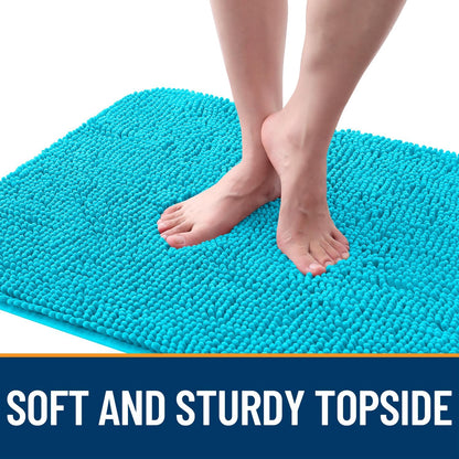 OLANLY Dog Door Mat - Absorbent Non-Slip Washable Doormat for Muddy Paws | 30x17 Inches, Aqua Blue