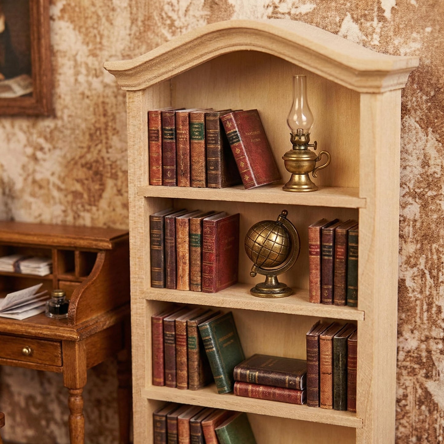 Dollhouse Wooden Bookshelf, 1/12 Mini Furniture Doll Display Case Miniature Cabinet Shelf Fairy Scene Bookcase Dollhouse Accessories