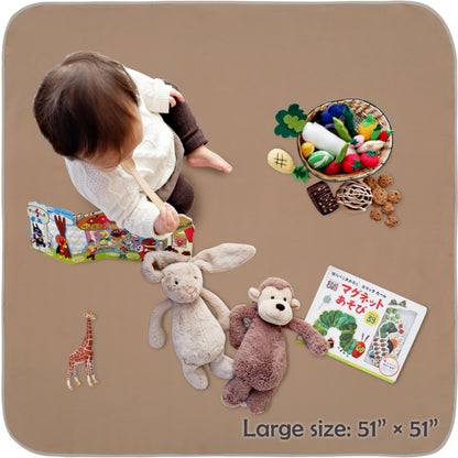 Baby Splat Mat for Under High Chair/Arts/Crafts, Triluby 51" Waterproof Non Slip Food Splash Mat for Eating Mess, Washable Weaning Mat Reusable Spill Floor Protector (Brown)