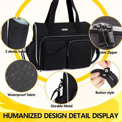 POCDUORG Portable A4 Light Pad Storage Bag for Diamond Painting Accessories, Tote Organizer Case with Multiple Pockets - Compatible with A4 Light Board, Art Supplies & Travel Carrying (Black S)
