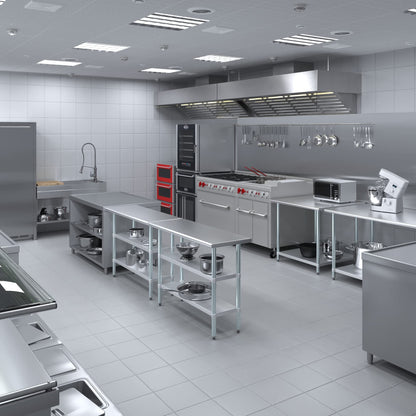 18" X 48" Stainless Steel Table with 2 Shelves | Commercial & Residential Kitchen Laundry Garage Utility Bench | NSF Metal Prep Table