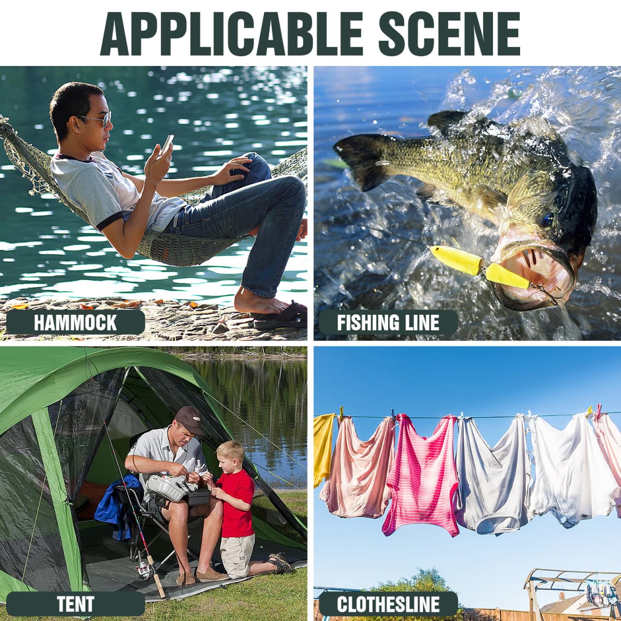 1Roll Braided Nylon Twine: 6-Strand Fishing Net Repair Rope for Outdoor Camping Marine Binding (Dark Green‌)