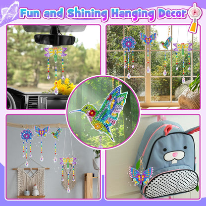 WethCorp Diamond Painting Arts and Crafts for Kids Ages 8-12,Birthday Gifts for 6 7 8 9 10-12 Year Old Girls Diamond Art Kits for Adults Teen Girl Gifts Trendy Stuff Wind Chimes Home Decor (4 PCS)