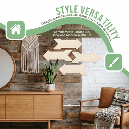 DECHOUS 4Pcs Wooden Arrow Signs: Blank Unfinished Wood Arrow Plaques for Crafts, Painting - Rustic Directional Sign Cutouts for DIY Craft Home Wall Decor, Farmhouse, Wedding, 15.7x6 Inch