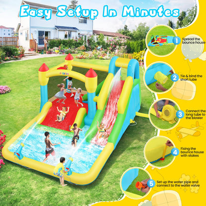 AKEYDIY Bounce House Water Slide for Kids 3-12 - Outdoor/Indoor Inflatable Water Bounce House with 3 Slides, Climbing Wall, Ball Pit & Jumping Area - Water Bouncy House Includes Blower (15.6ft x 11ft)