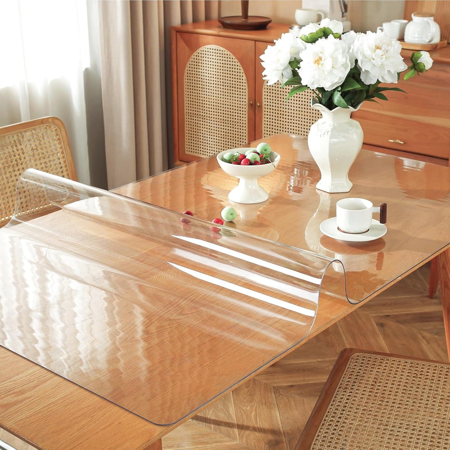 18 36 Inch, 1.5mm Clear Table Protector x Thick Plastic Table Cover, Waterproof PVC Clear Table Cover Protector, Desk