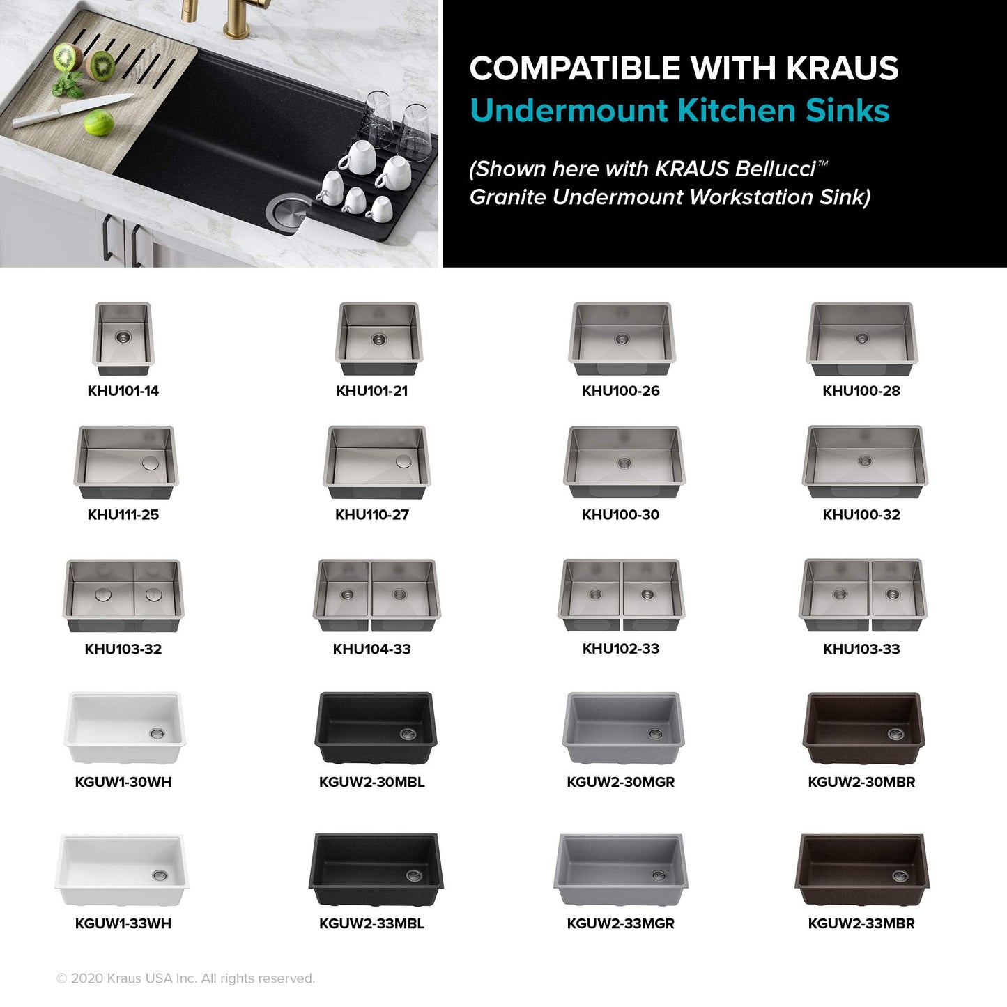 Kraus Self-Draining Silicone Dish Drying Mat or Trivet for Kitchen Counter in Black, KDM-10BL