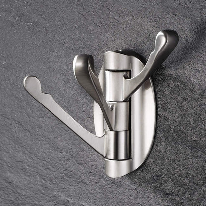 KES Solid Metal Swivel Hook - Heavy Duty Folding Swing Arm Triple Coat Hook, Brushed Nickel, A5060-2