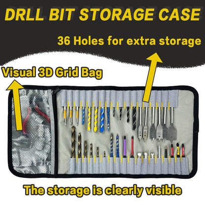 [MAGG HEVI] Drill Bit Organizer Bag,Thick Wear-Resistant Oxford Tool Case Holds 36 Bits,Small Tool Pouch with Zipper,Portable Socket Organizer for Carpenter,Mechanic,DIY Enthusiasts (CASE ONLY)