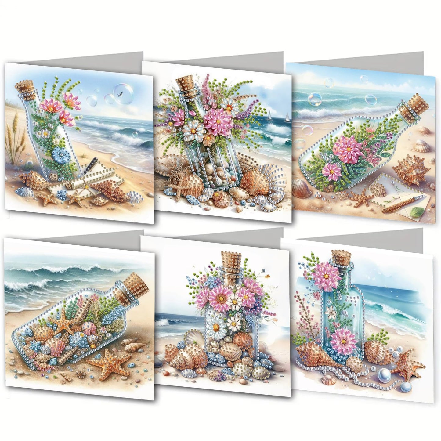 DDGYP 6 PCS Diamond Art Greeting Cards, 5.9x11.81 Inch DIY Diamond Painting Greeting Cards Kits with Envelopes, Diamond Art Cards for Birthday, Wedding, Christmas, Graduation, Celebration Gifts