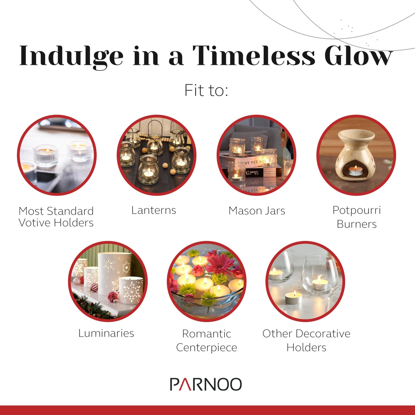 Tea Light Candles in Metal Cups - 6 Hours Clean, Long Burning White Unscented Tea 250 Votive Candles Bulk for Romantic Dinner, Wedding, Spa & Hotels by PARNOO
