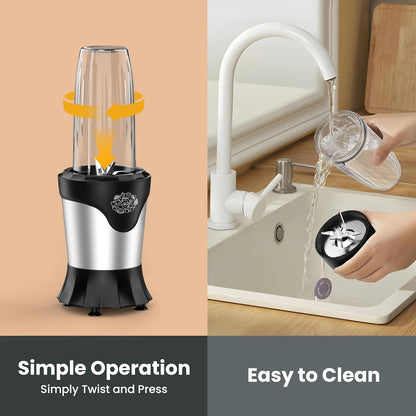 Suavo Smoothie Blender 1100W - Portable Personal Blender for Shakes & Smoothies with 2 * 22Oz To-Go Cups & Lids,