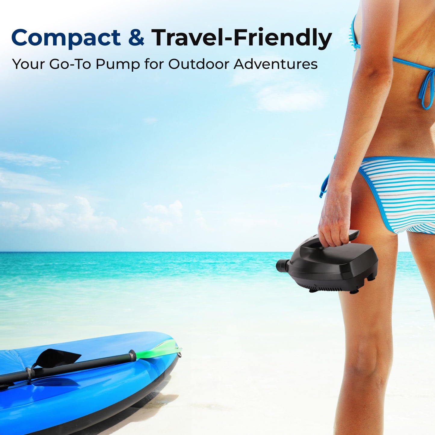 SereneLife Inflatable Paddle Board Pump Compressor - 16PSI High Pressure SUP Inflator - 12V DC Car Connector - Electric Air Pump for Paddle Boards, Boats, Rafts, Pool Toys, Water Sports