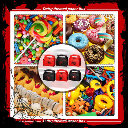 Kosiz 30 Pcs Spider Party Favors Halloween Spiderweb Birthday Party Supplies Spider Boxes Gift Spiderweb Theme Style Halloween Favors Goodie Boxes Fill up The Birthday Black and Red Candy Box