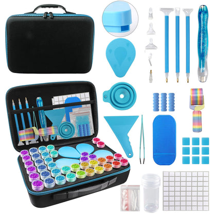 Aicmerk 60 Slot Diamond Art Storage Containers, Portable Diamond Painting Organizer with Tools, Leak Proof Bead Storage Container for Craft Supplies and DIY Art Accessories