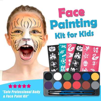 Maydear Face Painting Kit for Kids with 12 Colors Safe and Non-Toxic Large Water Based Face Paint (Matte)