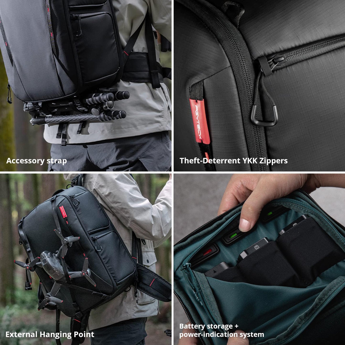 PGYTECH OneMo 2 25L-33L Camera Backpack with Shoulder Bag+Wash Pouch Hanging Toiletry Bag for Men, Waterproof Dopp Kit Travel Makeup Bag Organizer for Toiletries & Cosmetics, Black