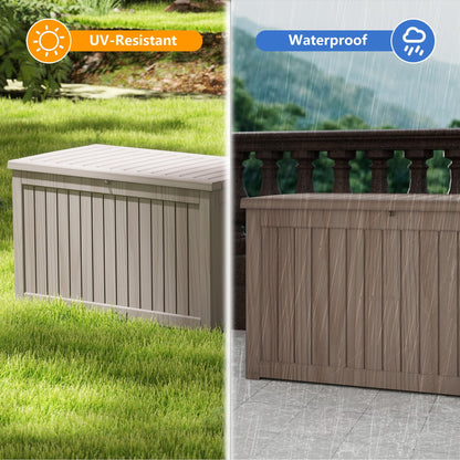 Yardgrace 270 Gallon Outdoor Storage Box Waterproof Large Resin Deck Box Indoor/Outdoor Lockable Storage Container and Seating for Garden, Pool, and Patio (270 Gallon, Grey)